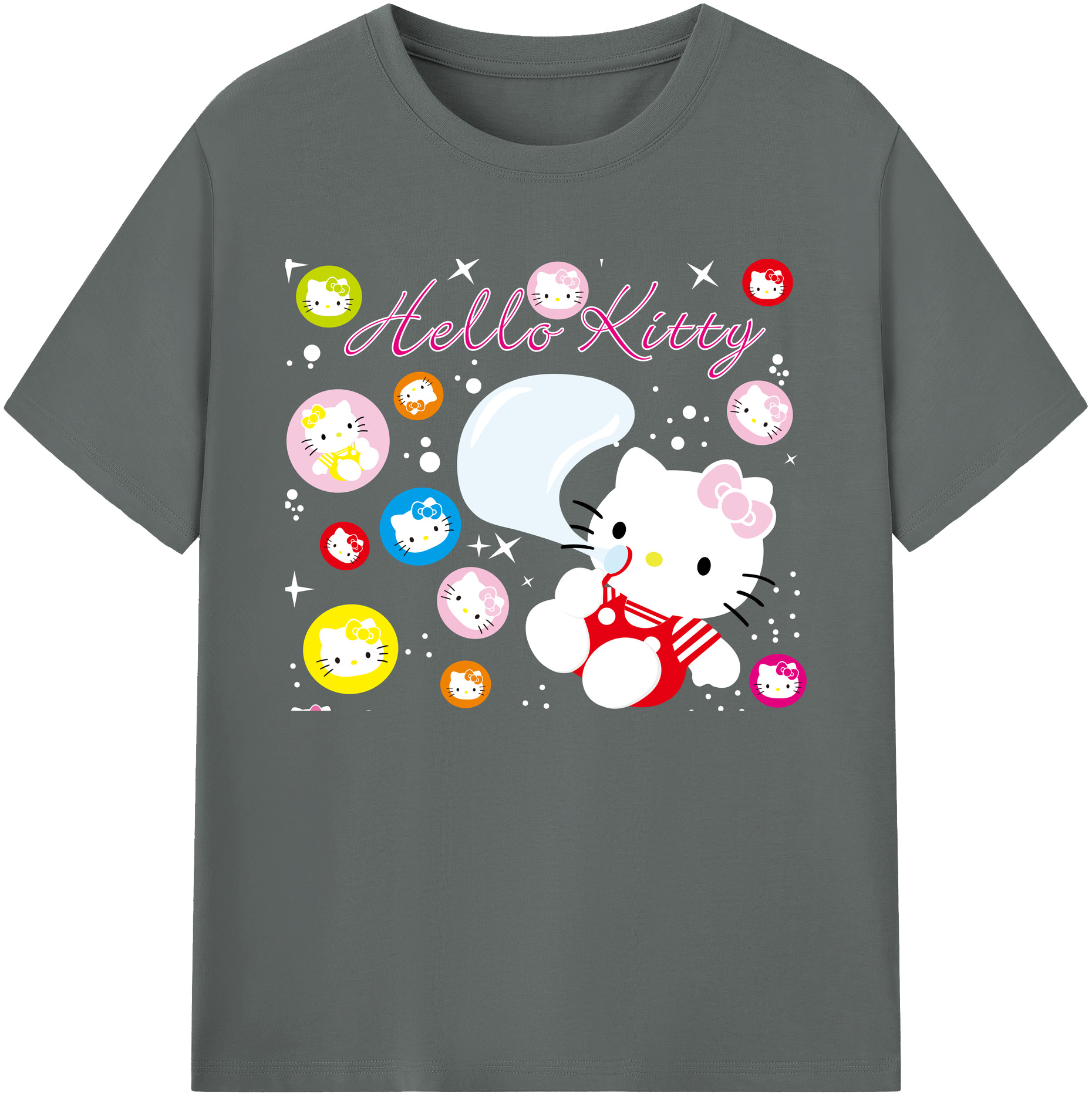 （画像用） Hello Kitty ハローキティ 綿100％ メンズ半袖Tシャツ｜肌触りやわらか＆通気性